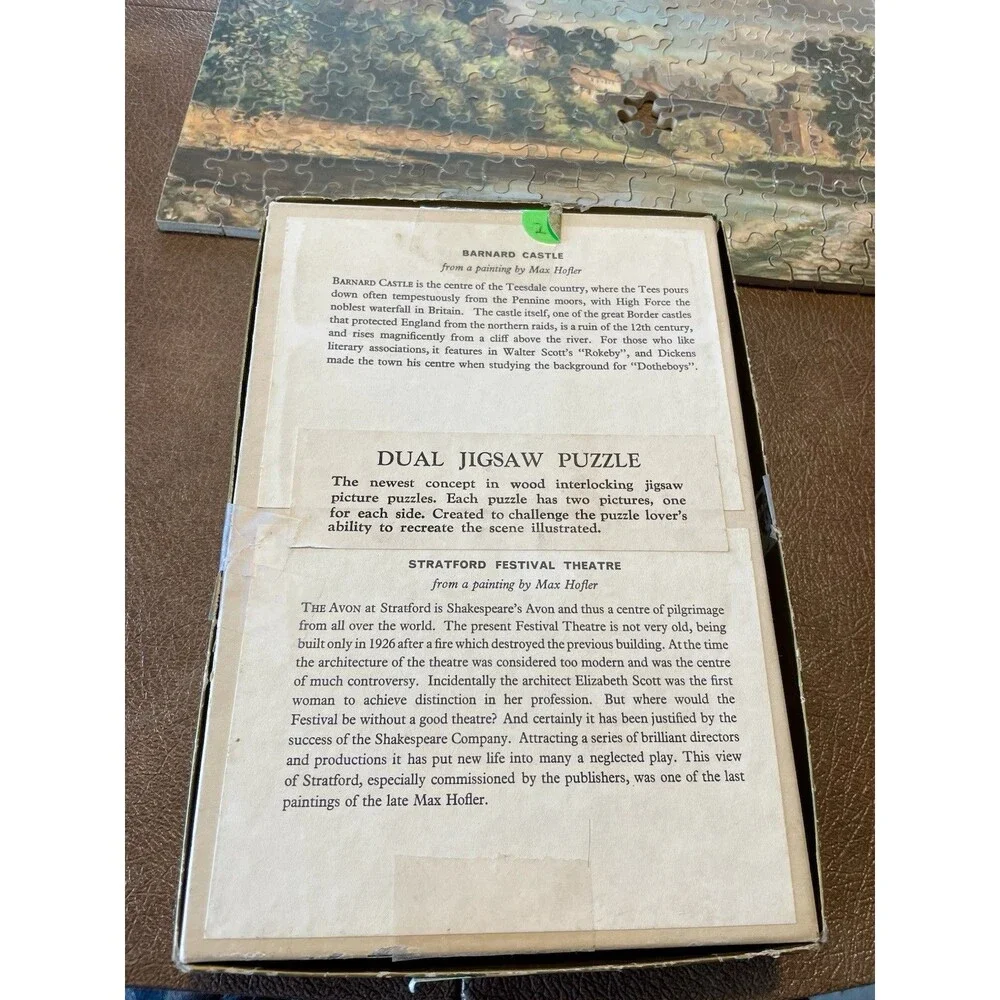 Vintage Double Sided Wooden Puzzle Max Hofler Painting Marshall Field Wood - Mis